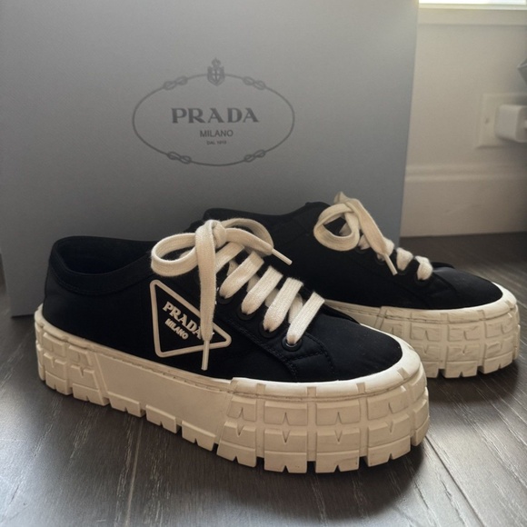 Prada Double Wheel Re-nylon Gabardine Sneakers - Picture 1 of 8